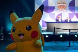 23 April 2022, Hessen, Frankfurt/Main: The Pokemon Pikachu, taken at the Pokemon European Championship, which is taking place again after a break of several years. Played with trading cards, on video game consoles and cell phones. Pokemon is all about collecting and training the monsters. Spectators were also allowed in the Frankfurt exhibition halls. Photo: Hannes P. Albert/dpa (Photo by Hannes P. Albert/picture alliance via Getty Images)