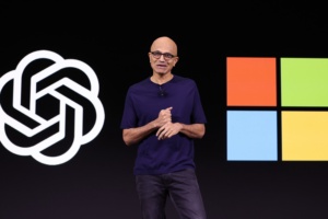 SAN FRANCISCO, CALIFORNIA - NOVEMBER 06: Microsoft CEO Satya Nadella speaks during the OpenAI DevDay event on November 06, 2023 in San Francisco, California. OpenAI CEO Sam Altman delivered the keynote address at the first ever Open AI DevDay conference. (Photo by Justin Sullivan/Getty Images)