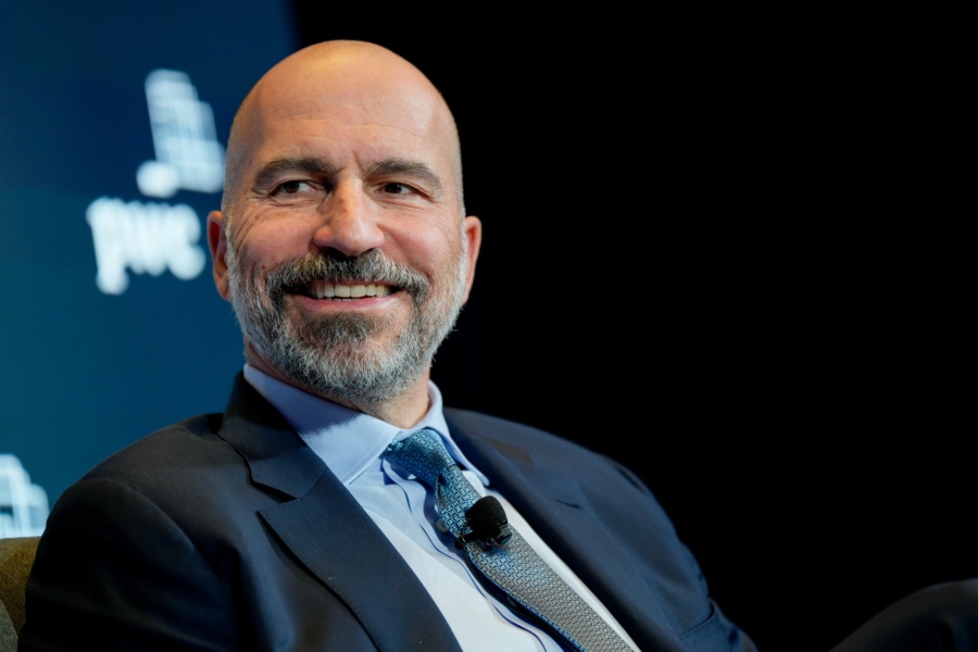 Dara Khosrowshahi, chief executive officer Uber Technologies Inc., at the Semafor World Economy Summit during the International Monetary Fund (IMF) and World Bank Spring meetings in Washington, DC, US, on Friday, April 25, 2025. The International Monetary Fund sharply lowered its forecasts for world growth for this year and next, warning the outlook could deteriorate further as US President Donald Trump's tariffs spark a global trade war. Photographer: Kent Nishimura/Bloomberg via Getty Images