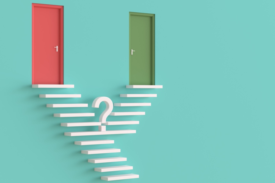 Choosing a path, two doors, two roads