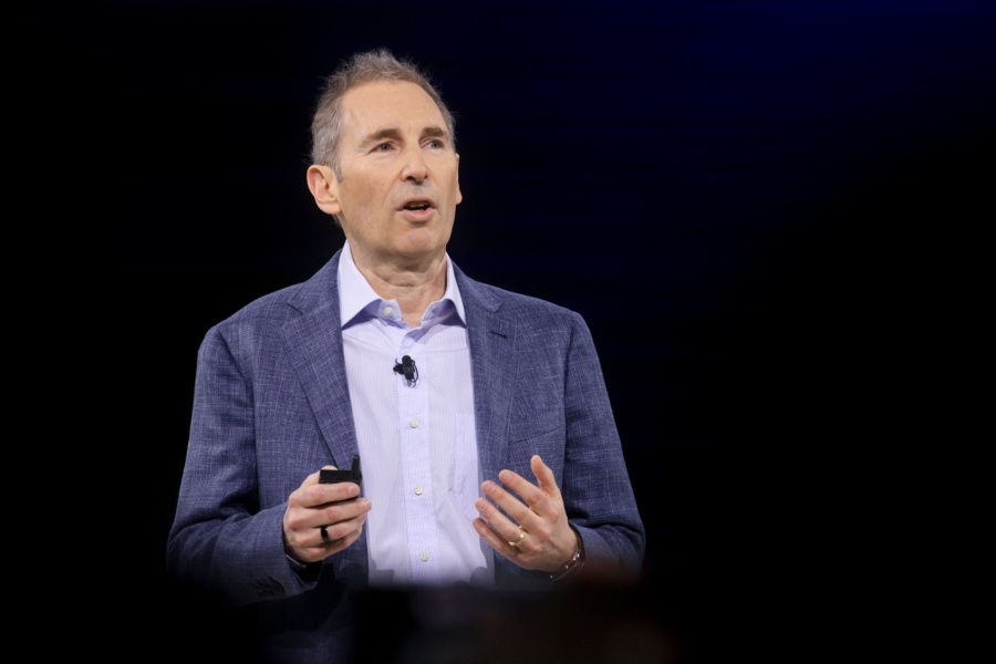 Andy Jassy, chief executive officer of Amazon.com Inc., speaks during an unveiling event in New York, US, on Wednesday, Feb. 26, 2025. Amazon has rebooted Alexa with artificial intelligence, marking the biggest overhaul of the voice-activated assistant since its introduction over a decade ago. Photographer: Michael Nagle/Bloomberg via Getty Images