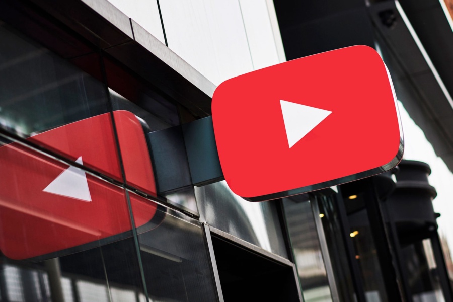 YouTube logo on building