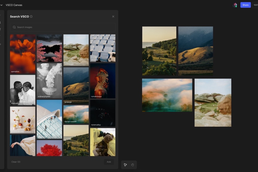 VSCO's moodboarding product Canvas