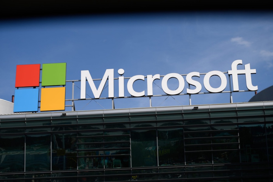 Microsoft signage is being pictured in Warsaw, Poland, on June 26, 2024. (Photo by Aleksander Kalka/NurPhoto via Getty Images)