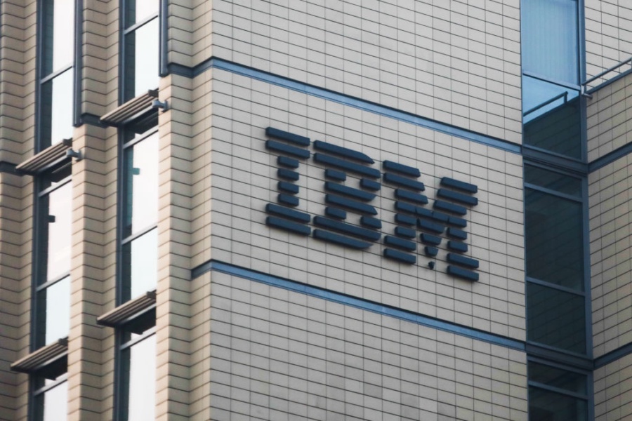 IBM logo is seen on the office building in Krakow, Poland on February 28, 2020. (Photo by Jakub Porzycki/NurPhoto via Getty Images)