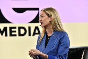 DANA POINT, CALIFORNIA - SEPTEMBER 27: Whitney Wolfe Herd, Founder &amp; CEO, Bumble speaks onstage during Vox Media's 2023 Code Conference at The Ritz-Carlton, Laguna Niguel on September 27, 2023 in Dana Point, California. (Photo by Jerod Harris/Getty Images for Vox Media)